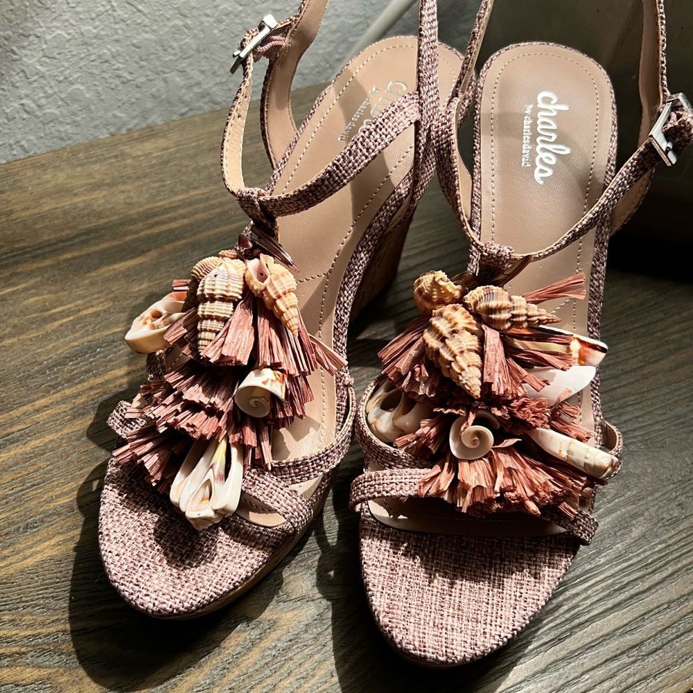 Charles by Charles David cork wedges 🌺 straw & shell embellishments 🌺 8.5